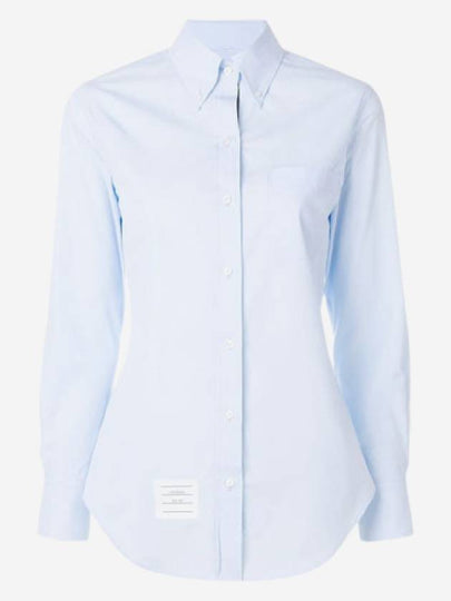 Logo Patch Cotton Shirt Light Blue - THOM BROWNE - BALAAN 2