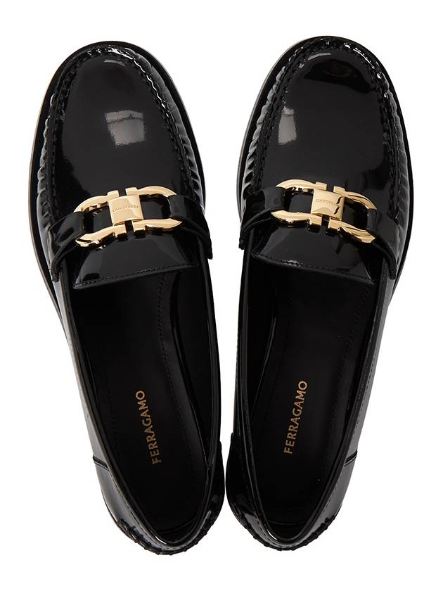 Moccasin Gancini Ornament Loafers Black - SALVATORE FERRAGAMO - BALAAN 3