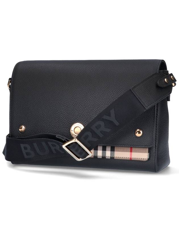 Leather and Vintage Check Note Crossbody Bag Black - BURBERRY - BALAAN 3