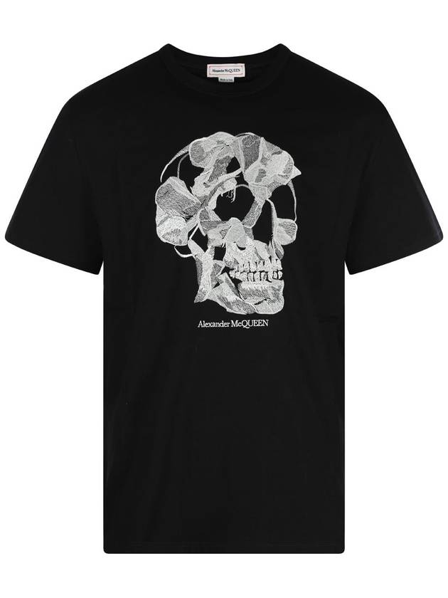 Skull Embroidery Short Sleeve T-Shirt Black - ALEXANDER MCQUEEN - BALAAN 2