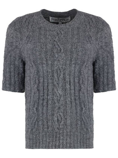 Cable Knit Short Sleeve T-Shirt Grey - JW ANDERSON - BALAAN 2