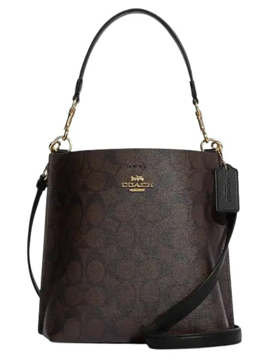 Mollie Signature Canvas Bucket Bag Brown - COACH - BALAAN 1