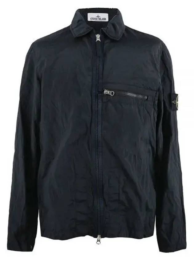 Men's Wappen Patch Overshirt Zip-up Jacket Dark Navy - STONE ISLAND - BALAAN 2