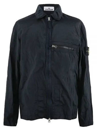 Men's Wappen Patch Overshirt Zip-up Jacket Dark Navy - STONE ISLAND - BALAAN 2