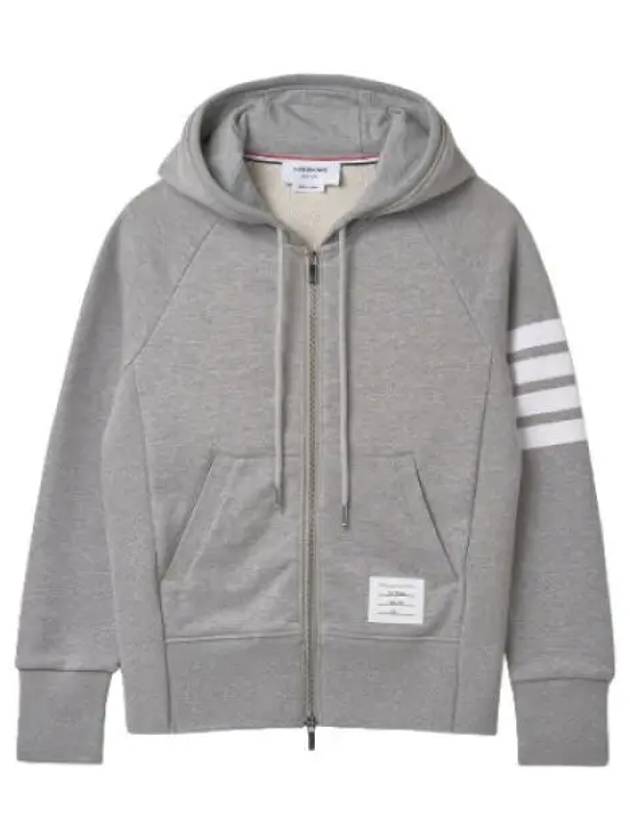 Diagonal engineered jersey zip up hood light gray - THOM BROWNE - BALAAN 1