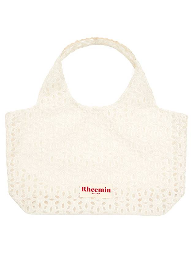 Flower jacquard shopper shoulder bag ivory - RHEEMIN - BALAAN 2