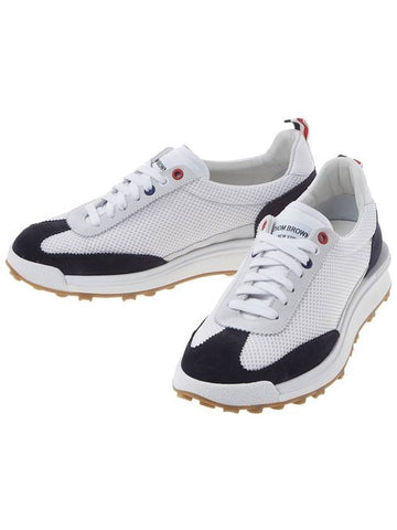 Fine Kid Suede Tech Runner Sneaker Navy - THOM BROWNE - BALAAN 1