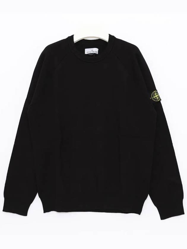 Men's Wappen Patch Crew Neck Knit Top Black - STONE ISLAND - BALAAN 4