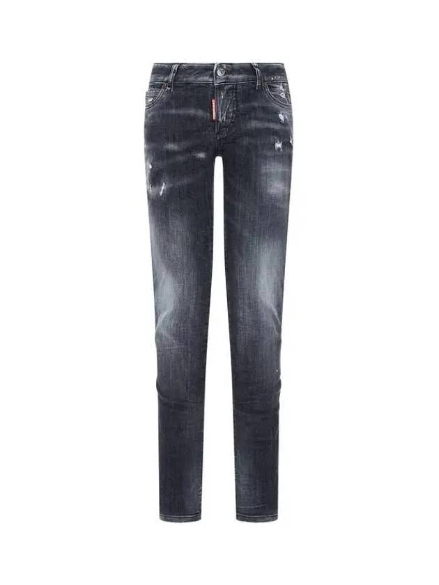 Women s Leather Patch Damage Jennifer Jean Washed Black - DSQUARED2 - BALAAN 1