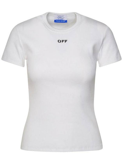 White Black Cotton Blend T-Shirt OWAA065C99JER0050110 B0561000566 - OFF WHITE - BALAAN 2