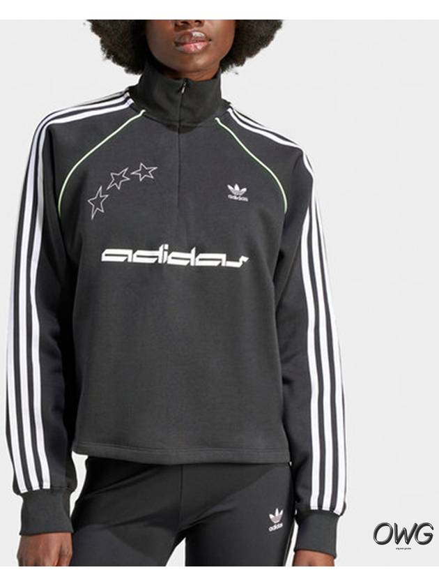 Jersey Track Top Sweatshirt Black Half Zip Up Women - ADIDAS - BALAAN 2