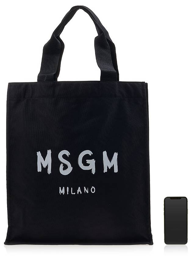 Milano Brushed Logo Tote Bag Black - MSGM - BALAAN 7