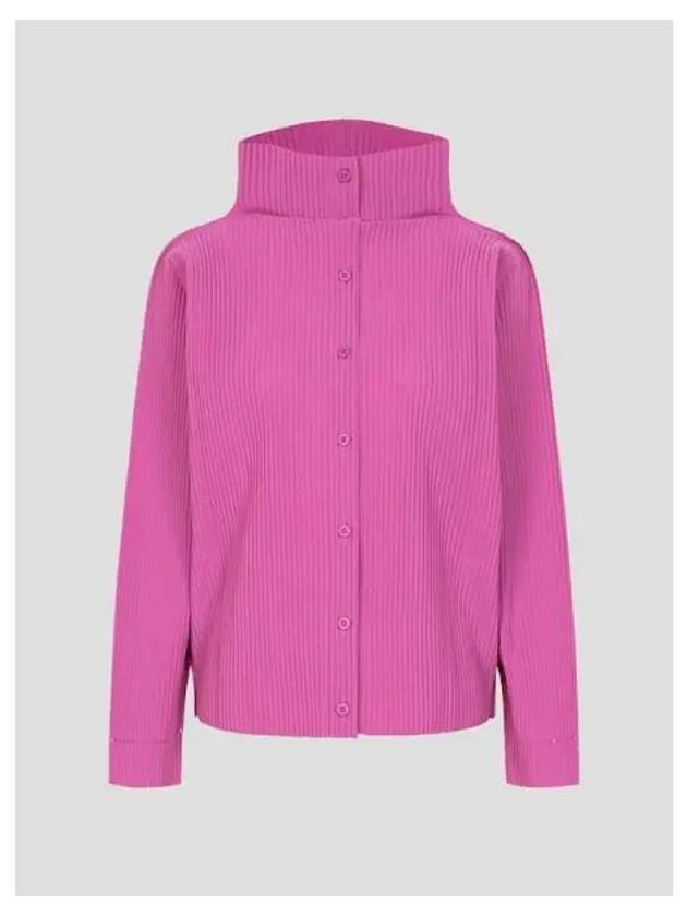 Fine knit pleated color 2 spring fall cardigan rose pink domestic product - ISSEY MIYAKE - BALAAN 1