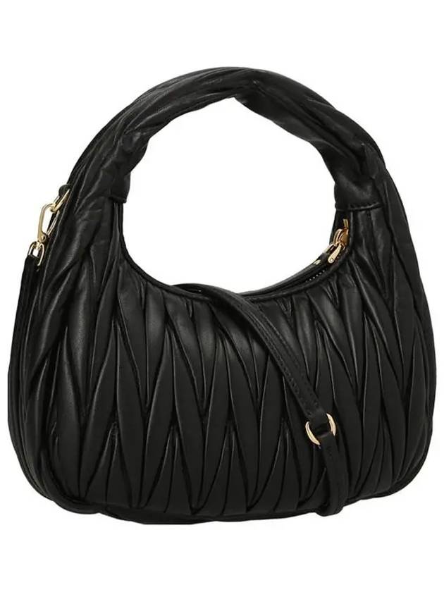 Wander Matelasse Nappa Leather Mini Hobo Tote Bag Black - MIU MIU - BALAAN 4