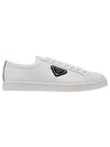 Brushed Leather Low Top Sneakers White Black - PRADA - BALAAN 4