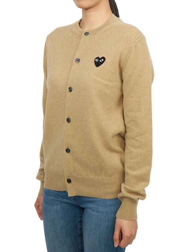 Black Wappen Wool Round Neck Cardigan Beige - COMME DES GARCONS PLAY - BALAAN 4