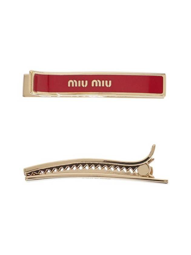 Engraved Logo Hair Pin Set Red - MIU MIU - BALAAN 3