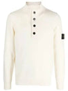 High Neck Half Button Lambswool Knit Top Ivory - STONE ISLAND - BALAAN 2