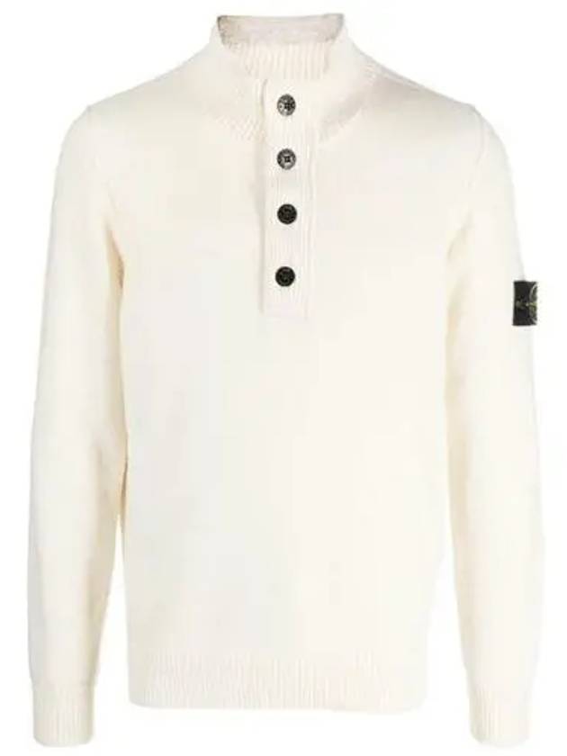 High Neck Half Button Lambswool Knit Top Ivory - STONE ISLAND - BALAAN 2