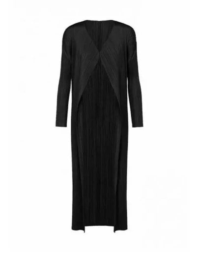 Pleated Long Cardigan Black - ISSEY MIYAKE - BALAAN 2