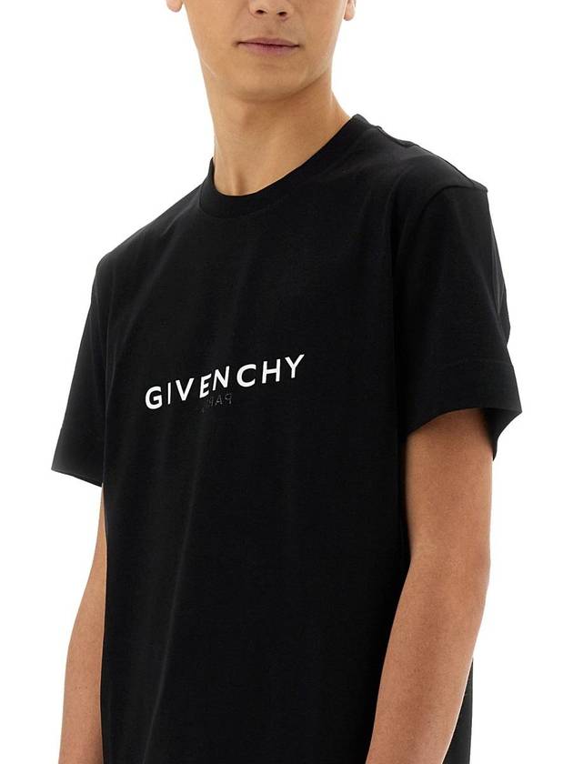 Men's Reverse Logo Round Slim Short Sleeve T-Shirt Black - GIVENCHY - BALAAN 5