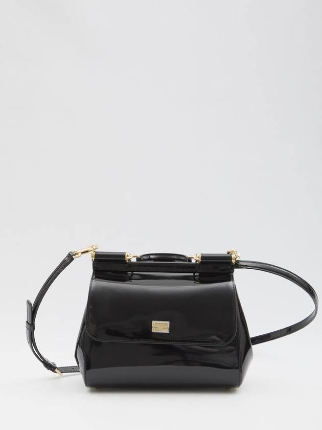 Polished Leather Medium Sicily Shoulder Bag Black - DOLCE&GABBANA - BALAAN 2