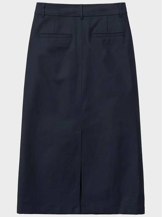 Heavy Chino Midi A Line Skirt Navy - NOIRER FOR WOMEN - BALAAN 5