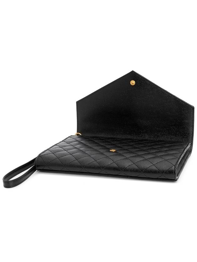 Matelasse Gold Logo Strap Clutch Bag Black - SAINT LAURENT - BALAAN 6