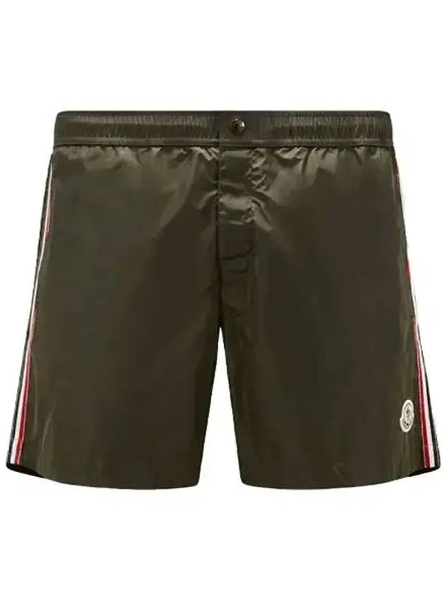 Genius Logo Patch Swim Shorts Khaki - MONCLER - BALAAN 1