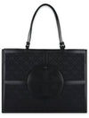 Ella T Monogram Tote Bag Black - TORY BURCH - BALAAN 4