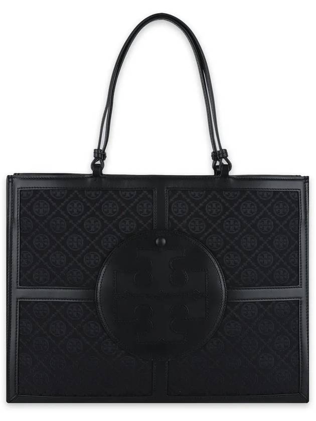 Ella T Monogram Tote Bag Black - TORY BURCH - BALAAN 4