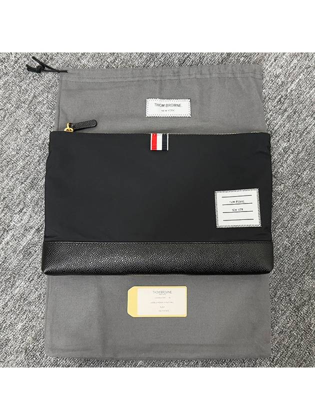 Nylon Large Zip Pouch Bag Black - THOM BROWNE - BALAAN 3