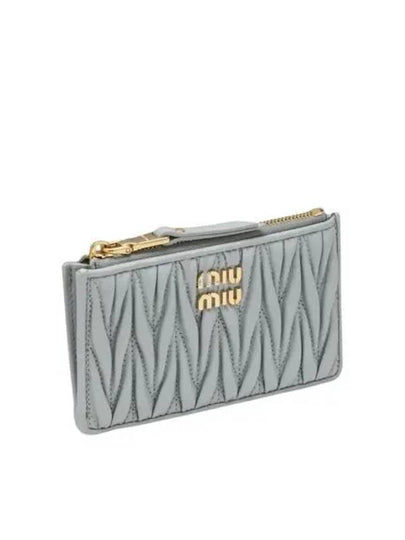 Matelasse Leather Card Wallet Blue - MIU MIU - BALAAN 2