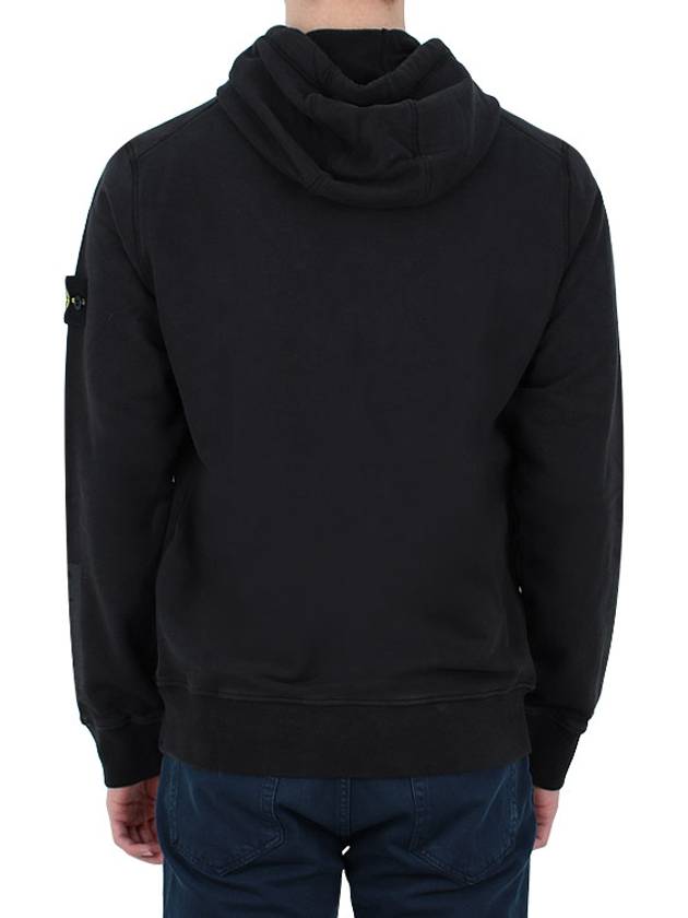 Logo Patch Brushed Cotton Hoodie Black - STONE ISLAND - BALAAN 5