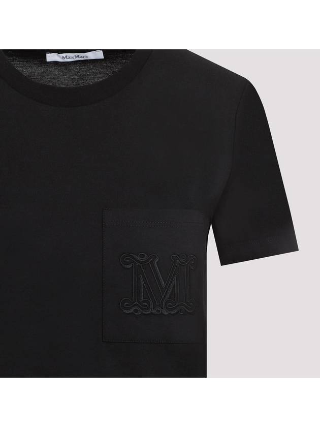 Embroidered Logo Crewneck Short Sleeve T-Shirt Black - MAX MARA - BALAAN 4