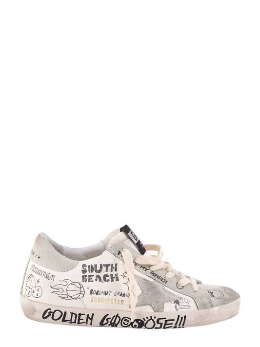 Superstar Nappa Printed Grey Tab Low Top Sneakers White - GOLDEN GOOSE - BALAAN 1