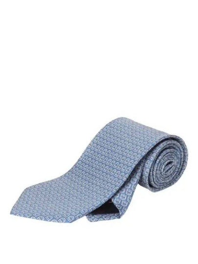 Interwoven Gancini Print Silk Tie Light Blue - SALVATORE FERRAGAMO - BALAAN 2