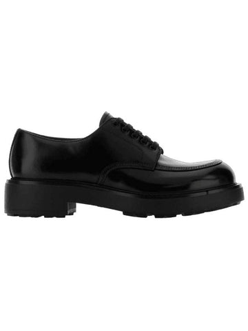 Brushed Leather Derby Shoes Black - PRADA - BALAAN 1