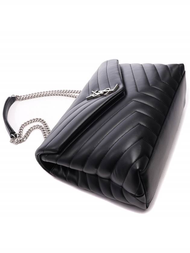 Silver Monogram Loulou Matelasse Y Leather Medium Shoulder Bag Black - SAINT LAURENT - BALAAN 6