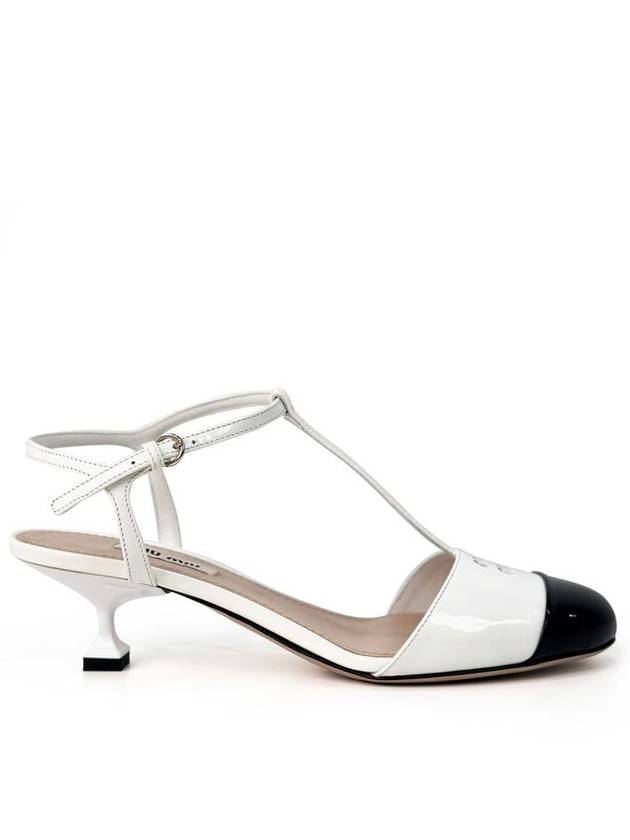 37 MiuMiu T Strap Patent Slingback Sandals Two Tone - MIU MIU - BALAAN 4