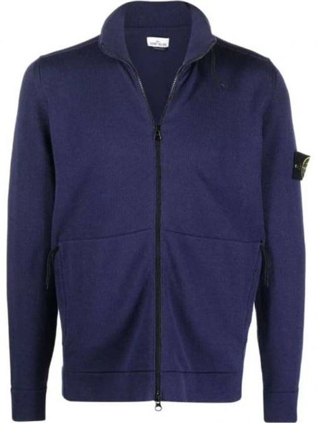 Logo Pacth Stretch Cotton Zip-up Cardigan Royal Blue - STONE ISLAND - BALAAN 2