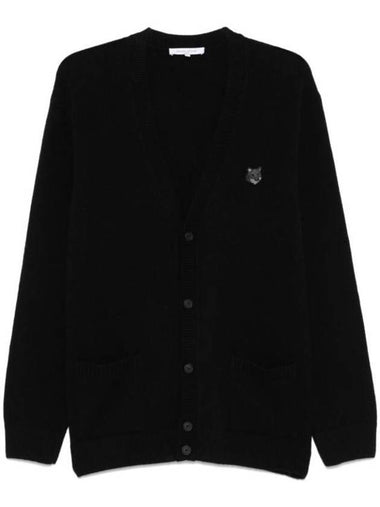 Bold Fox Head Patch Regular Lambswool Cardigan Black - MAISON KITSUNE - BALAAN 1