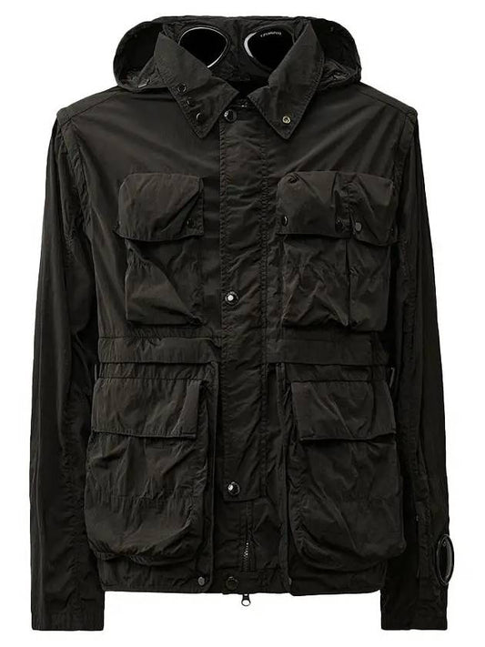 Chrome-R Goggle Utility Hooded Jacket Black - CP COMPANY - BALAAN 2