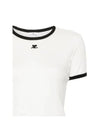 Contrast Signature Short Sleeve T-Shirt White - COURREGES - BALAAN 3