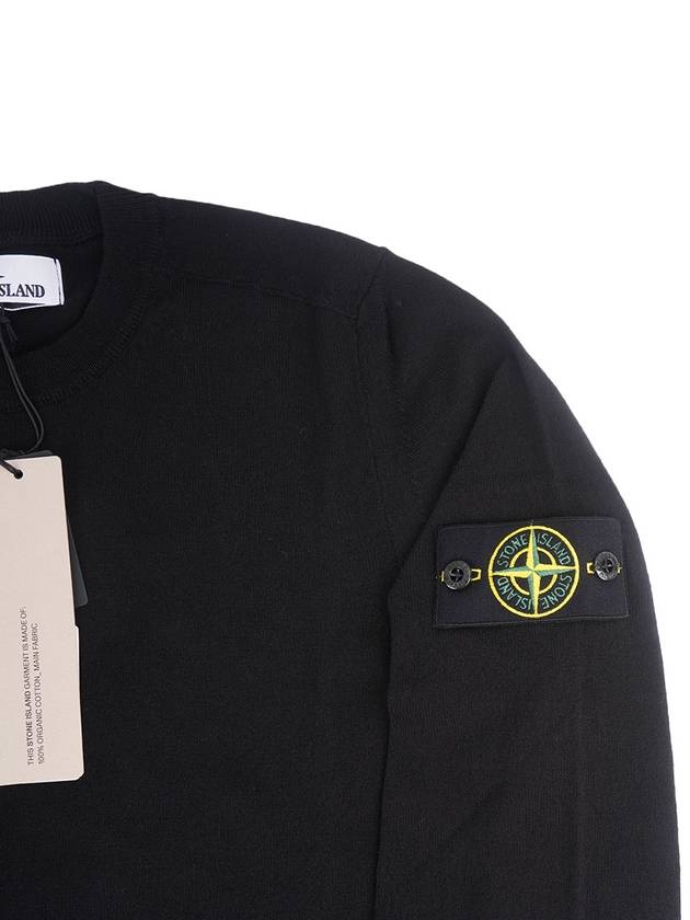 Raw Hand Cotton Crewneck Knit Top Black - STONE ISLAND - BALAAN 4