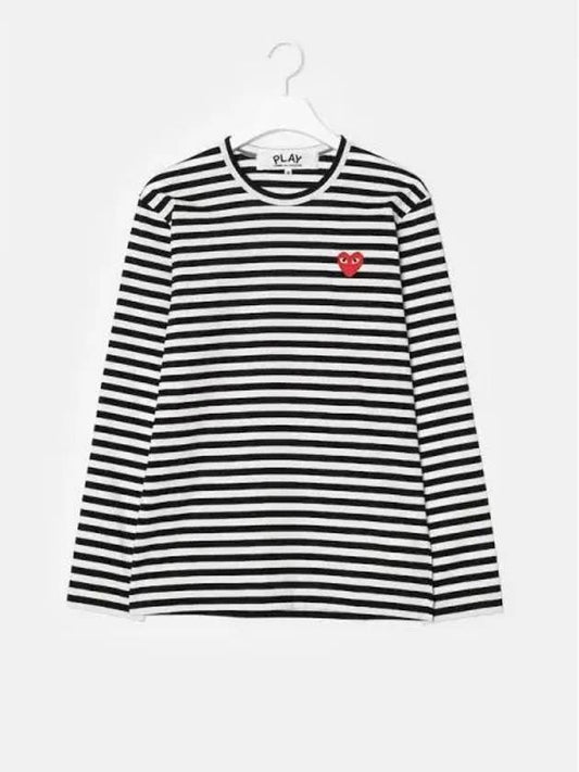 Men s Red Heart Waffen Striped T shirt Black White Domestic Product GM0022110910541 - COMME DES GARCONS PLAY - BALAAN 1