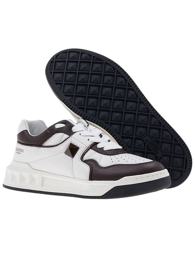 Nappa Leather One Stud Low Top Sneakers White Brown - VALENTINO - BALAAN 6