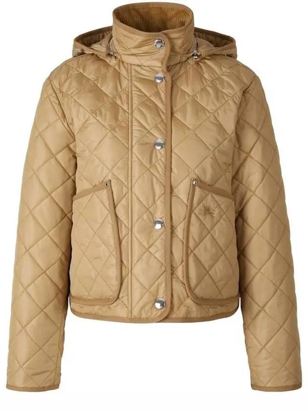 Women's Cropped Quilted Hoodie Jacket Archives Beige - BURBERRY - BALAAN 2