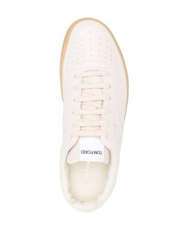 Logo Leather Low-Top Sneakers White - TOM FORD - BALAAN 5