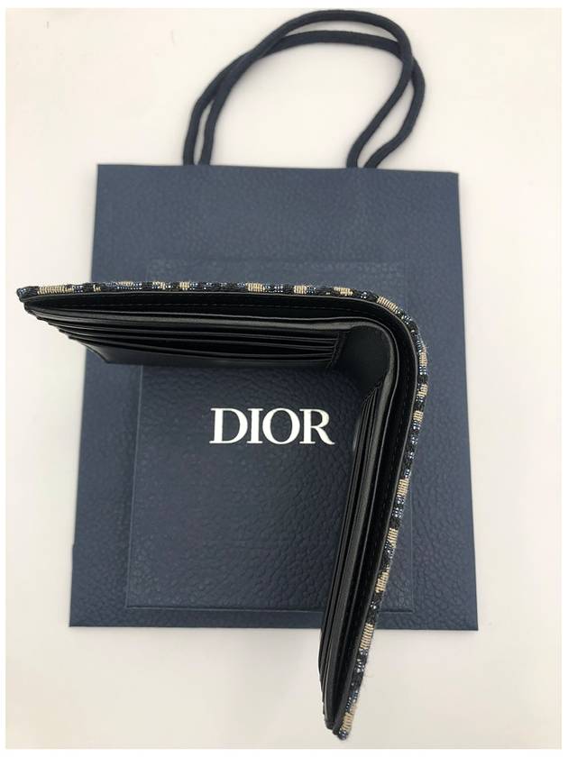 Compact Wallet Beige & Black  Oblique Jacquard - DIOR - BALAAN 5